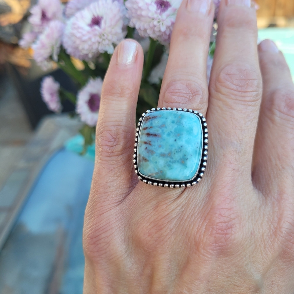 🩵Larimar Sterling Silver Ring 925